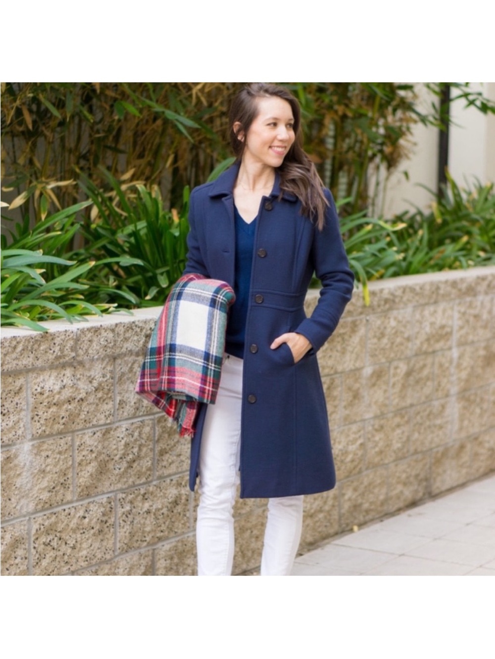 J Crew Classic Lady Day Coat in Italian Double-Cloth Wool with Thinsulate - Navy